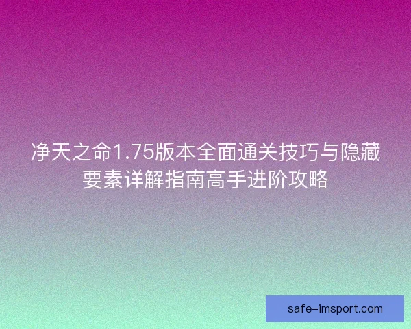 净天之命1.75版本全面通关技巧与隐藏要素详解指南高手进阶攻略 净天之命1.75版本全面通关技巧与隐藏要素详解指南高手进阶攻略